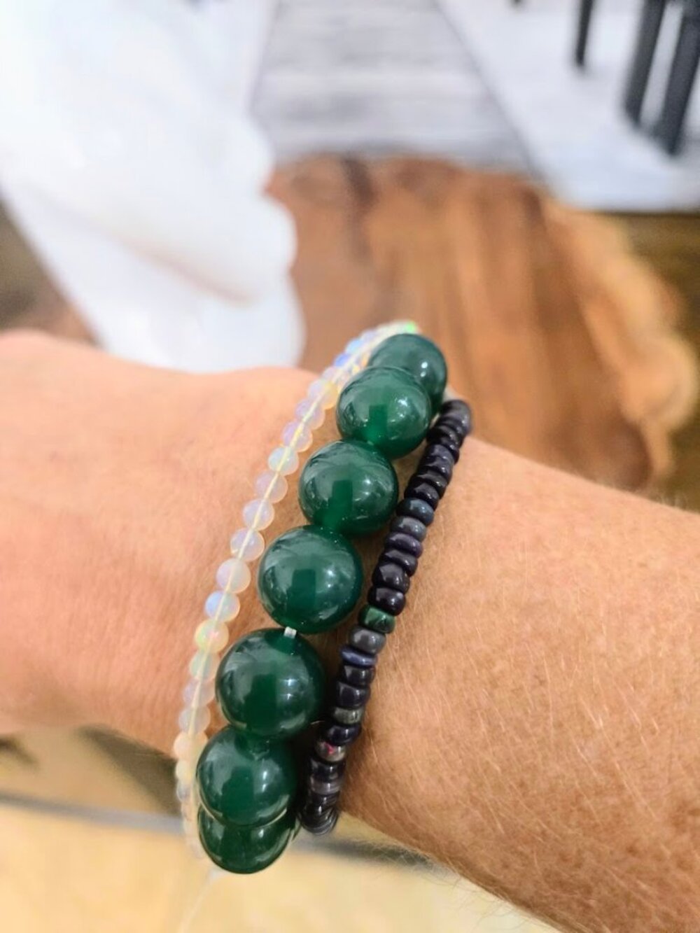 Land Crystal Opal & Black Opal S925 Bracelet Bundle Set, NEW